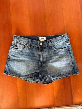 Weekday Faded Blue Denim Cutoff Shorts